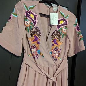 ASOS Embroidery Dusty Pink Maxi Dress